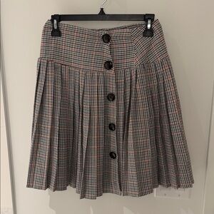 Neon‎ Rose Plaid Pleated Button Front Mini Skirt XS